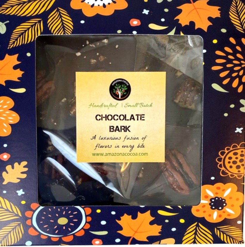 Maple Pecan Spiced Rum Dark Chocolate Bark